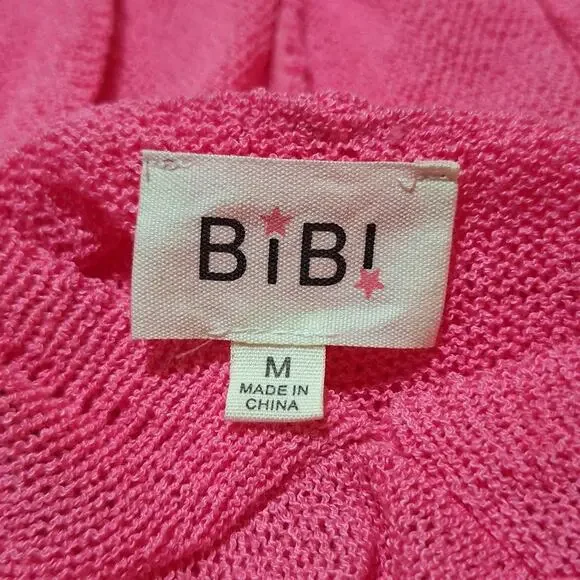 BiBi Hooded Short Sleeve Sweater Women's Medium Smiley Face Spring Summer Beach - Picture 2 of 7